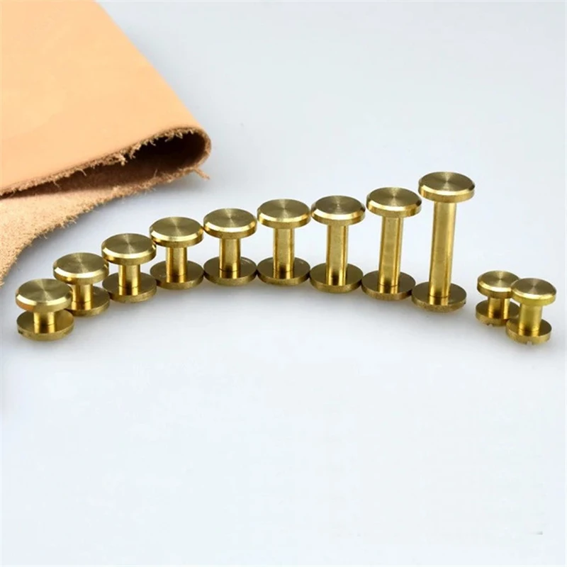 Solid Brass Encadernação Chicago Parafusos Prego Stud Rebites para Photo Album Menu Receita Couro Craft Belt Fixadores Carteira 100 Pcs