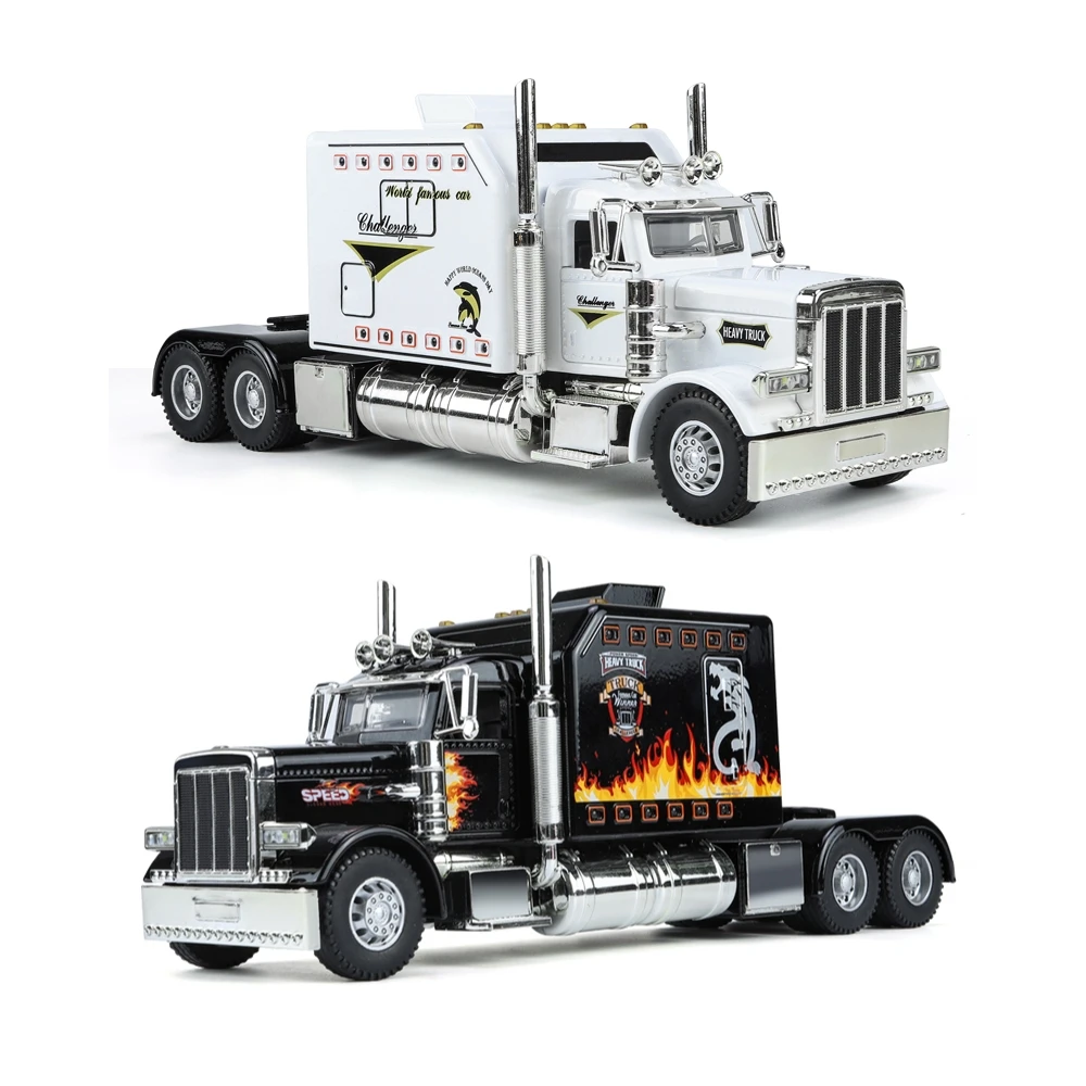 1/24 Rimorchio American Tow Truck Head Tractor Diecast Alloy Miniature Toy Car Model Pull Back Sound Light Collection Gift For Boy