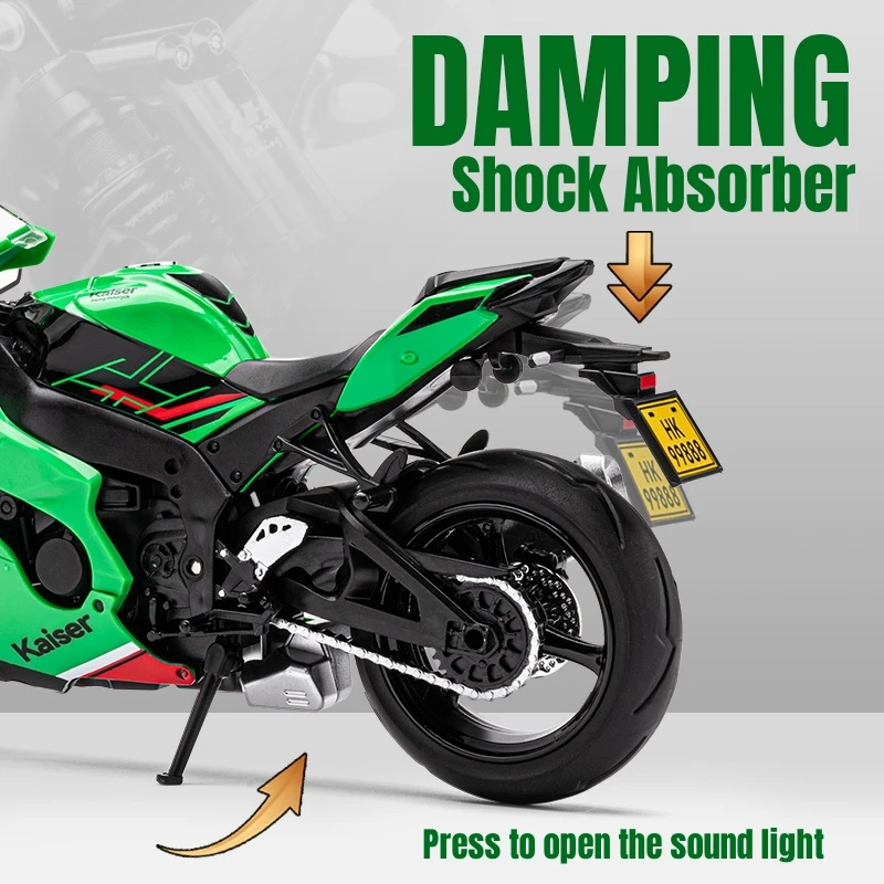1/12 KAWASAKI Ninja ZX-10R Toy Motorcycle Diecast Metal Model Super Racing Sound & Light Collection Gift For Boy Children 5
