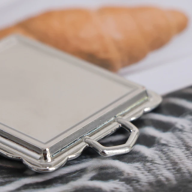 10pcs 1/12 Dollhouse Miniature Silver Metal Tea Coffee Tray Tableware Set 5
