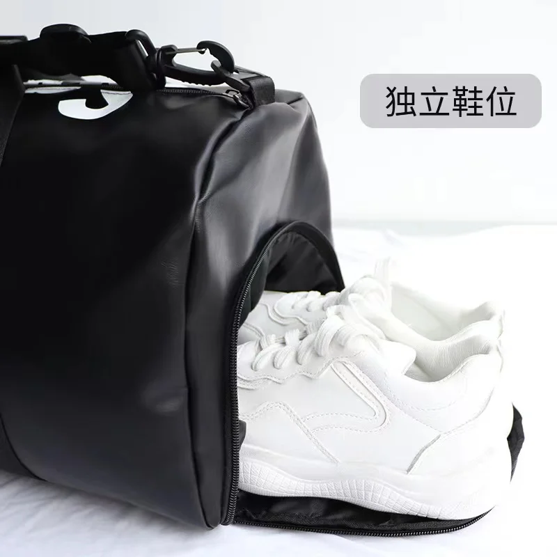 Red Black Street Trend PU Leather Handbags Fitness Shoulder Bags Shoe Large Capacity Cross-body Sports Tote Travel Backpack