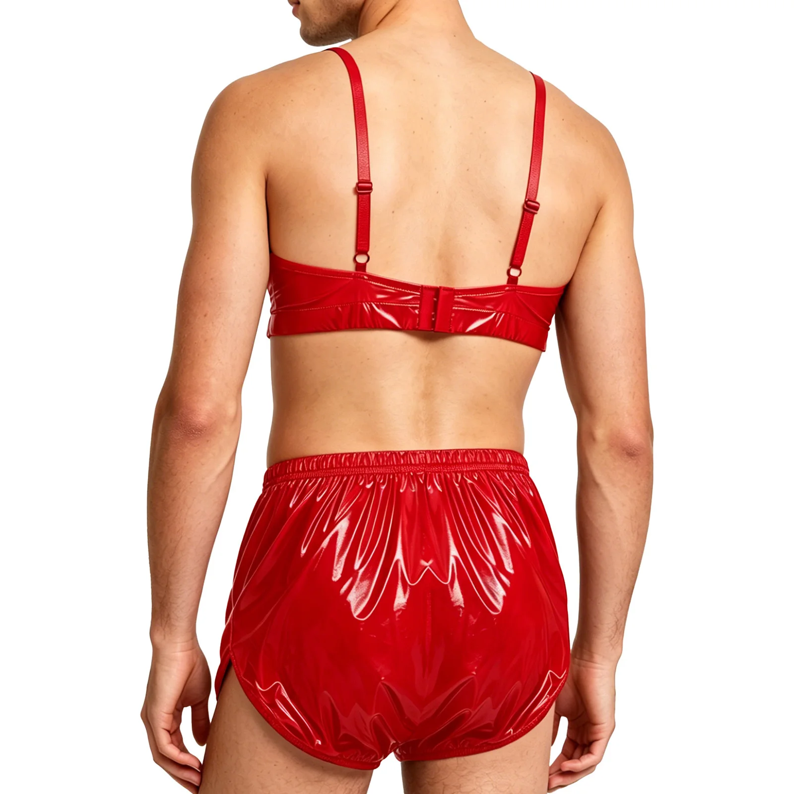 Mens 2 Piece Bathing Suit Waterproof Bikini Sets Adjustable Straps Cropped Cami Top with Briefs Swim Bottoms Swimsuit Beachwear - 5