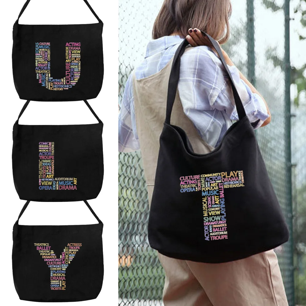 

Multi Functional Shoulder Bag Made of Environmentally Friendly Canvas Material Reusable Fashionable and Minimalist Text Series