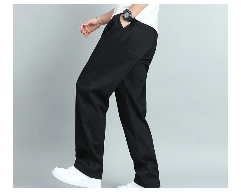 Große Größe Herren Freizeithose Relaxed Fit Baumwollhose Elastische Taille Kordelzug Jogginghose Herren Joggerhose Sommer Frühling – Detail 3