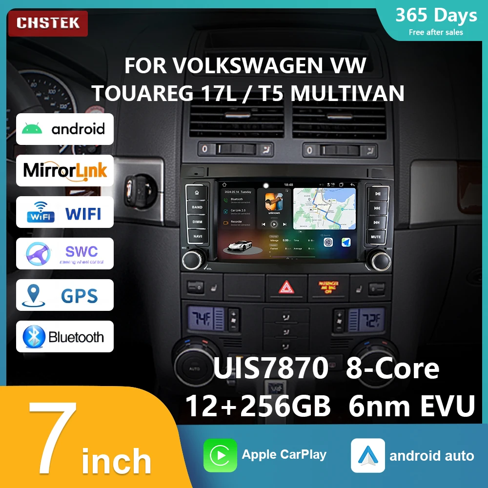 

CHSTEK 7870 256G Carplay Car Radio Navigation For Volkswagen Touareg 1 7L 2002-2010 T5 Multivan Android13 WIFI 4G Auto Stereo