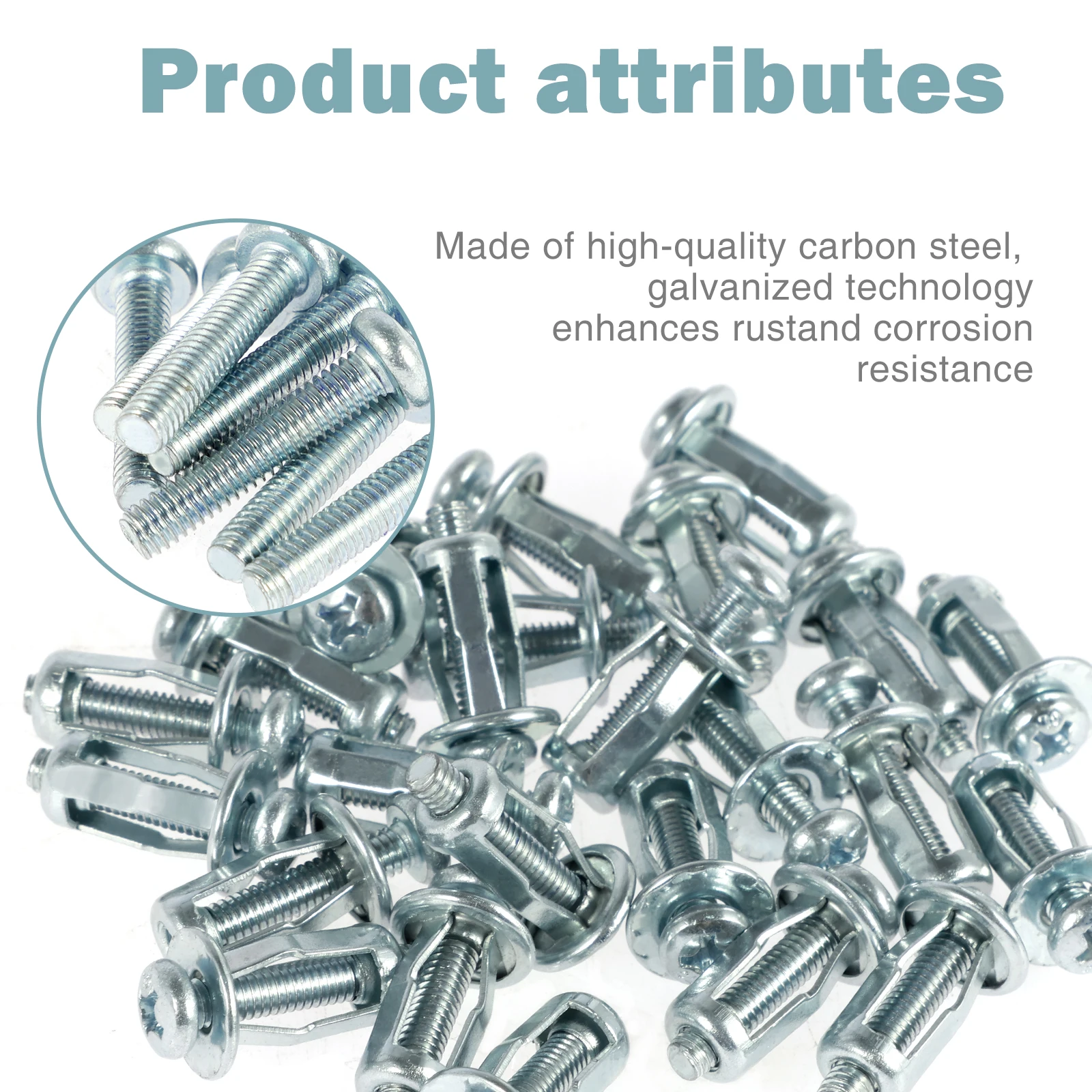 M4 Petal Nut Expansion Screw Carbon Steel Rivet Nut Jack Nuts Set Petal Shape Kit Sturdy Plastic/Hollow Wall Fixing 80Pcs expansion plugs