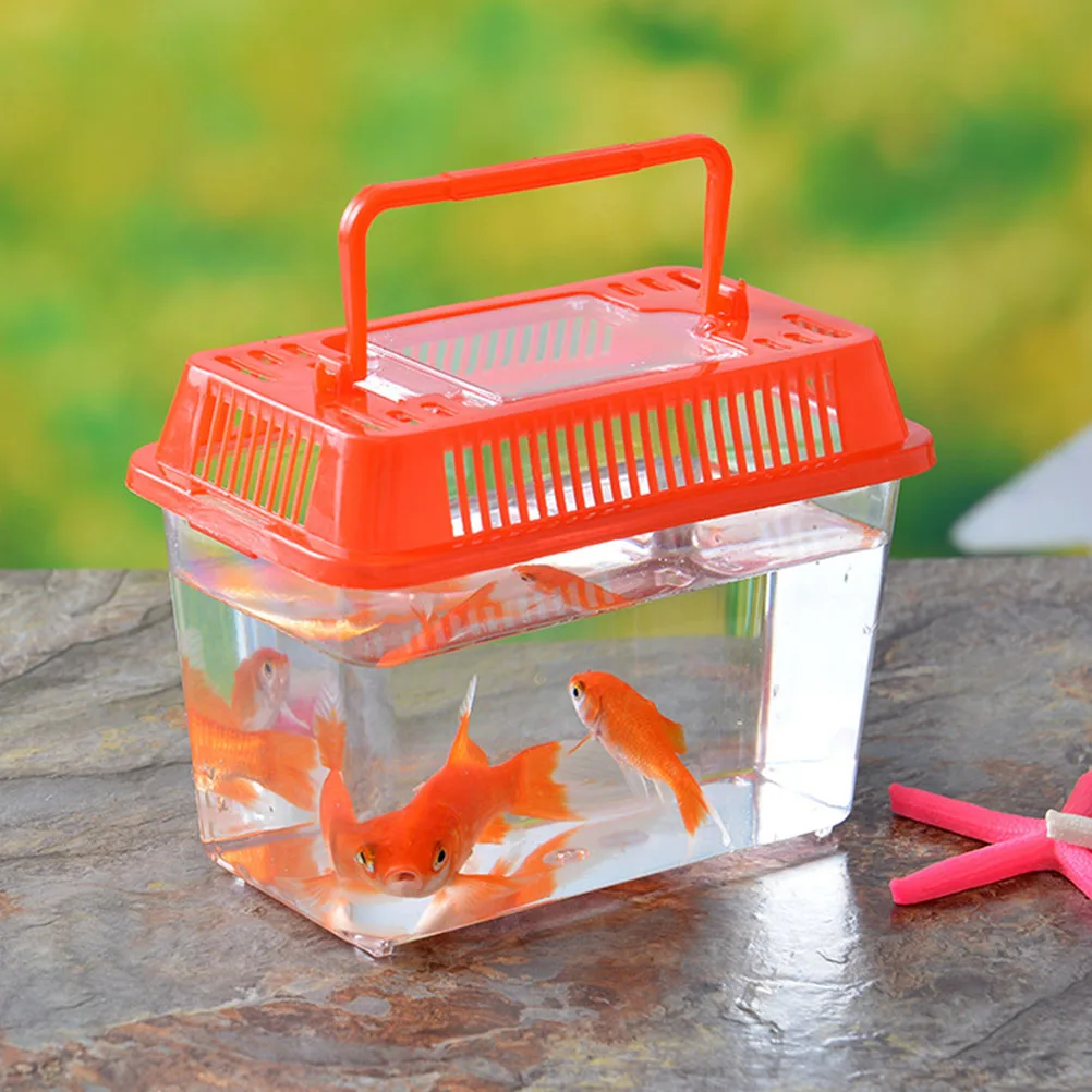 Fish Aquarium Pet Transport Box Aquarium Tank Fish for Betta Pets Desktop Travel Bowl with Lid Shell Breeding Cage