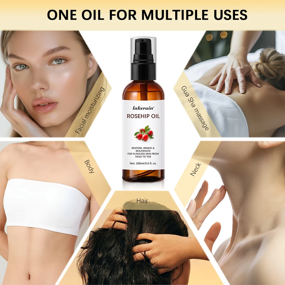 (100ml/3.4 fl oz) Rosehip Seed Oil Hair Relaxer, Natural Ingredients Long-lasting Moisturizing, Deep nourishment Face, Hair&Skin 2