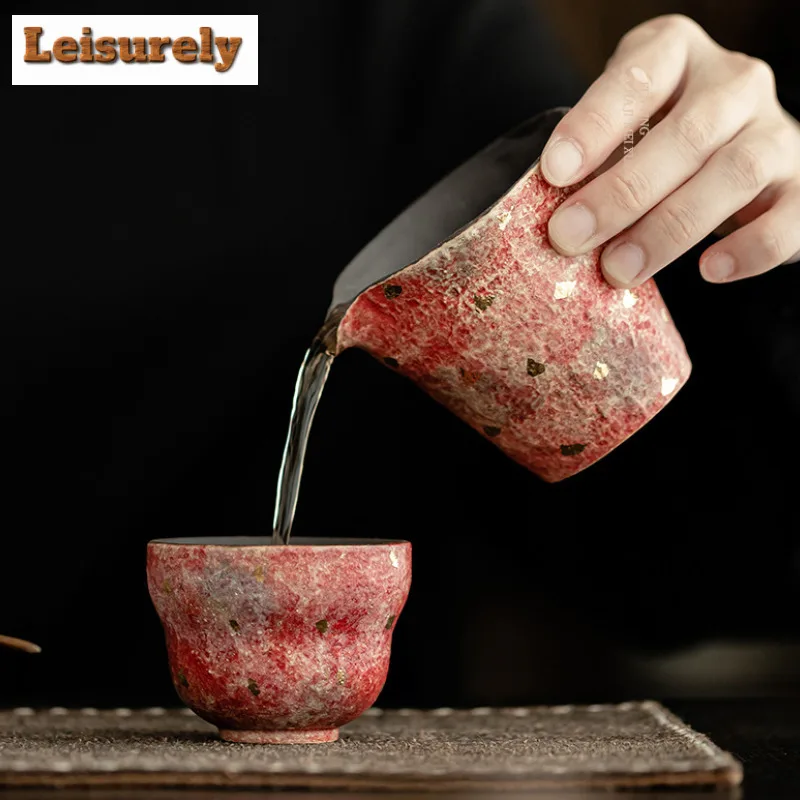 120ml Handmade Point Gold Rock Mine Tea Pitcher Painted Pottery Tea-separating Sharing Pot Cha Hai Justice Cup Teaset Supplies