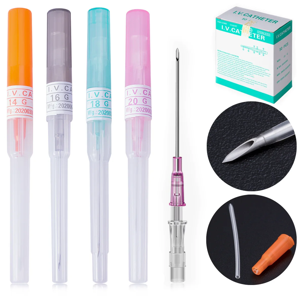 3/10/30/50pcs Disposable Piercing Needles I.V Catheter Tattoo Needles Sterilised Body Piercing Tool Ear Nose Needles 14G 16G 18G