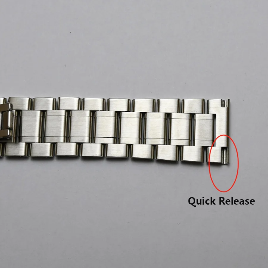 Sleek Silver Stainless Steel Quick Release Curved End Watch Band Bracelet