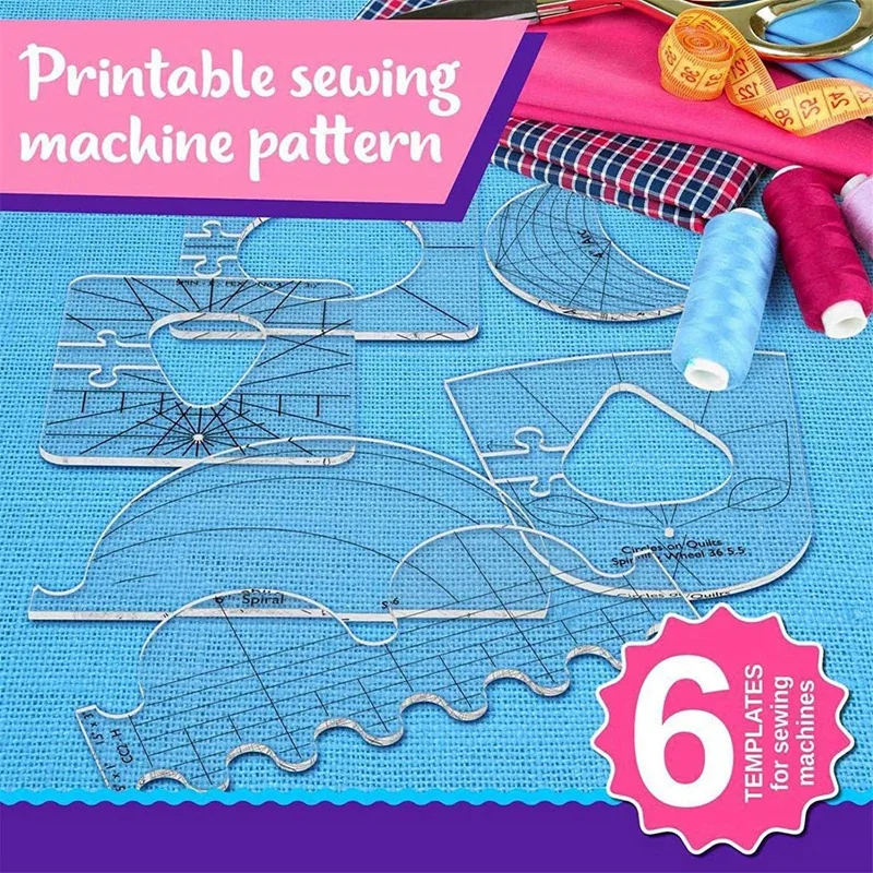 6Pcs Patchwork Ruler Quilting Tools Templates Set DIY Apparel Sewing Supplies Quilter Ruler Sewing Stencil Tool