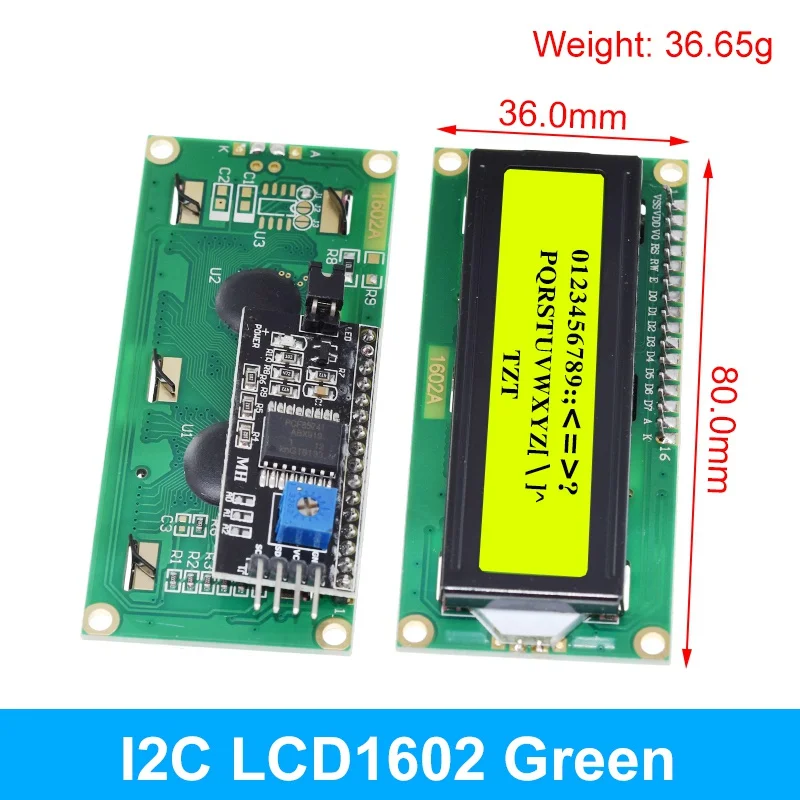 LCD1602 1602 LCD monitor Modul Kék szín / Elsárgul Zsozsó Dug vmibe 16x2 Jellem LCD monitor kijelző PCF8574T PCF8574 IIC I2C felület 5V számára arduino