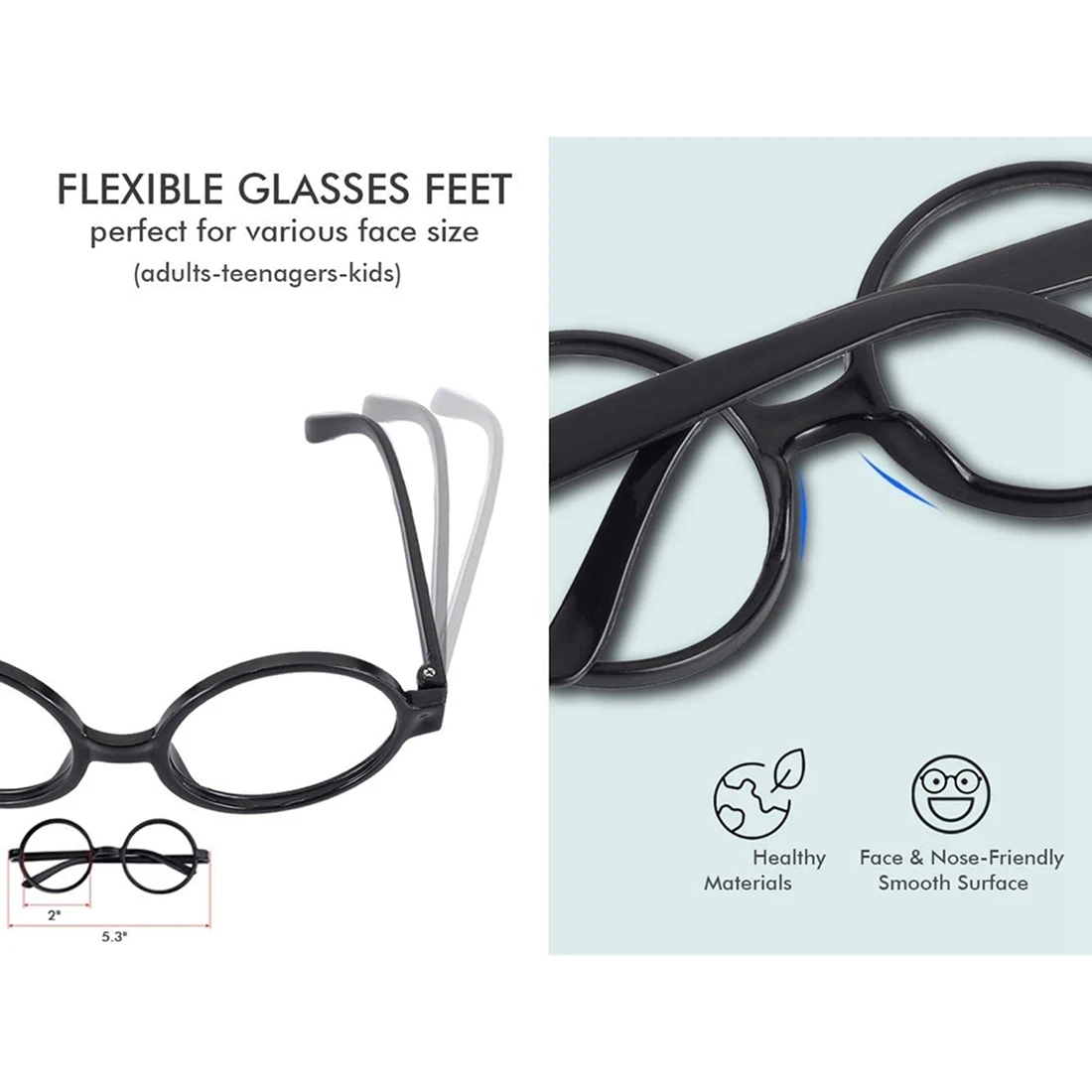 

16Pcs Wizard Glasses with Round Frame No Lenses and Tattoos for Kids Halloween,Costume Party