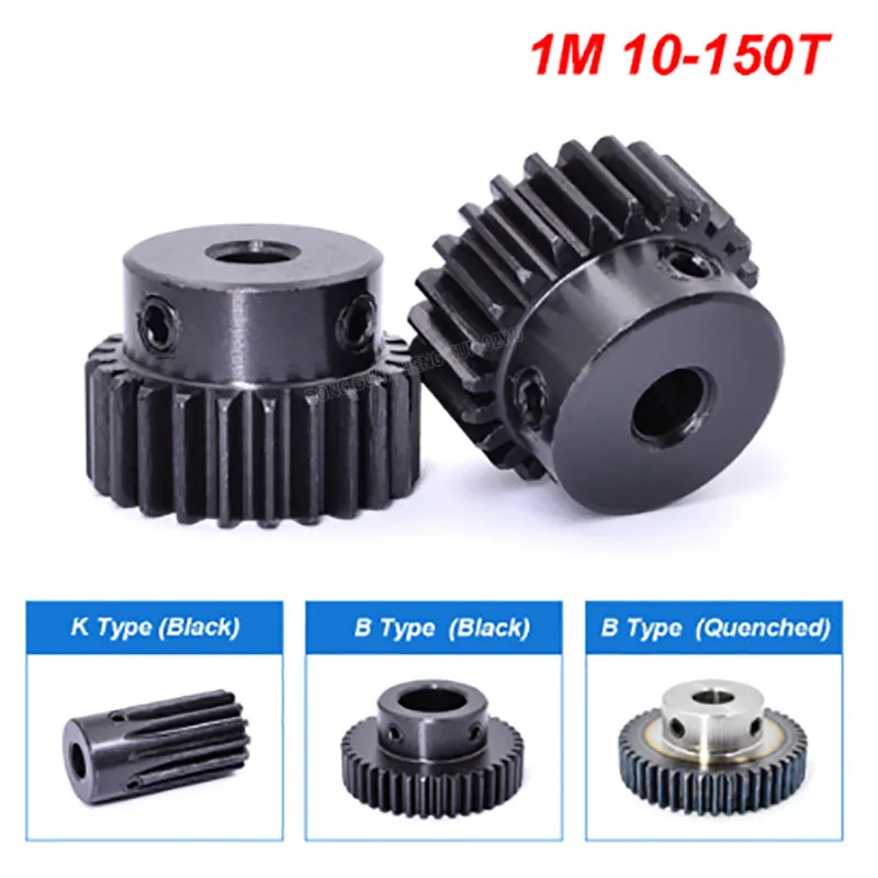 1 Pc K Type 3D Motor Gear Pinion 1 Modulus 1M 12T/13T/14 Teeth Bore 5mm 6mm 7mm 8mm 10mm 45# Steel Blackening Spur Gear Pinion