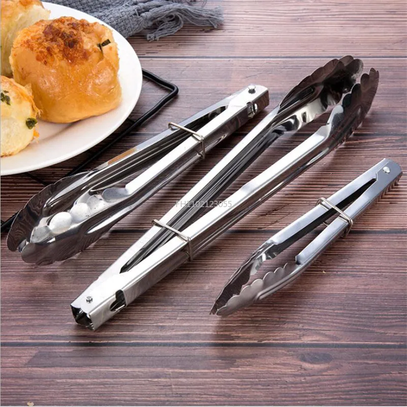 Kitchen Food Stainless Steel Tong Tool Heat Bread Salad BBQ Cooking Serving Utensil Bead Clip Clamp Meat Barbecue Tools Buffet