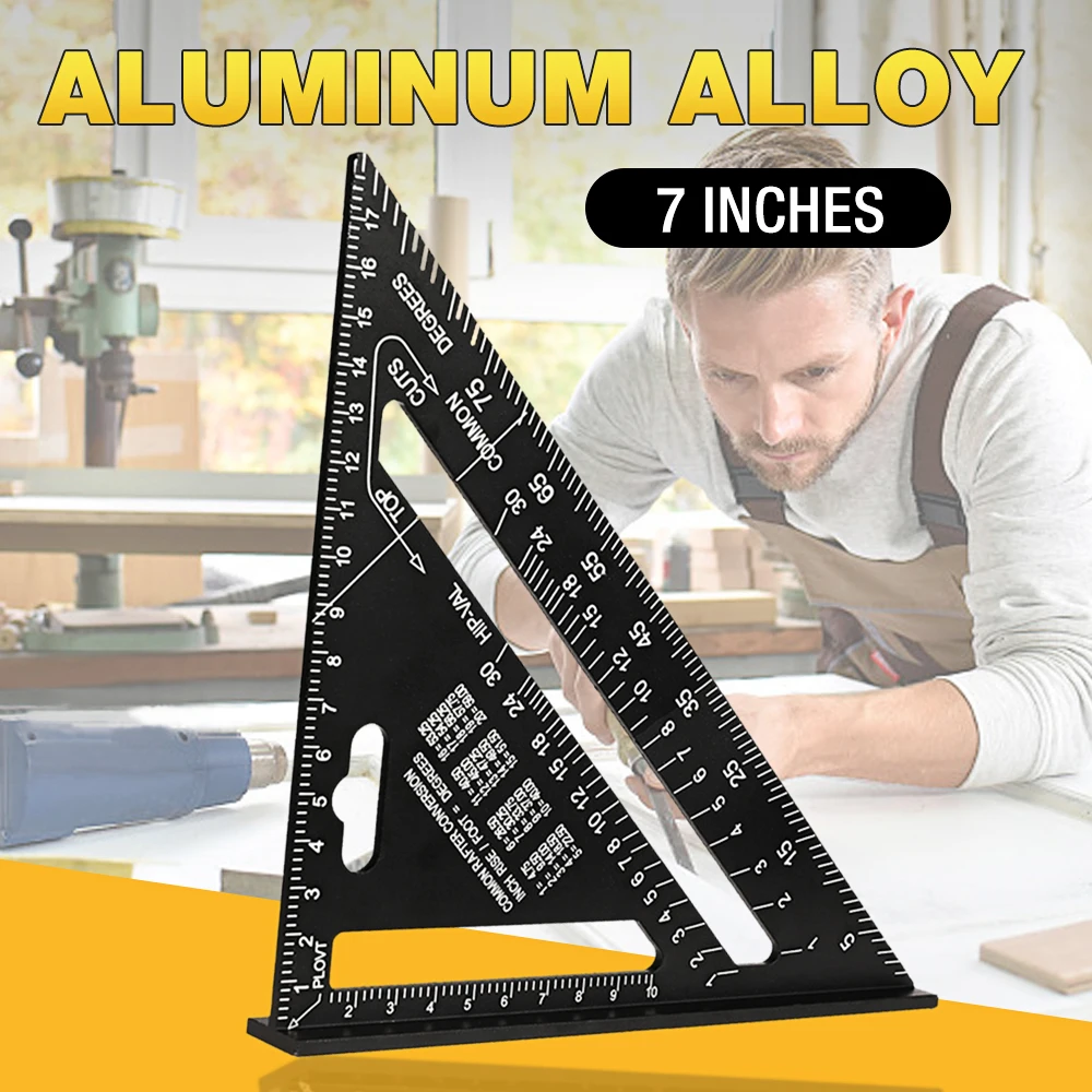 7inch Metric Triangle Ruler Aluminum Alloy Angle Protractor Speed Metric Square Measuring Ruler for Woodworker Carpenter Tool, Triangle Ruler, Angle Measuring Ruler, Woodworking Ruler, Carpentry Square, Angle Ruler, Measurement Ruler, Angle Measuring Tool