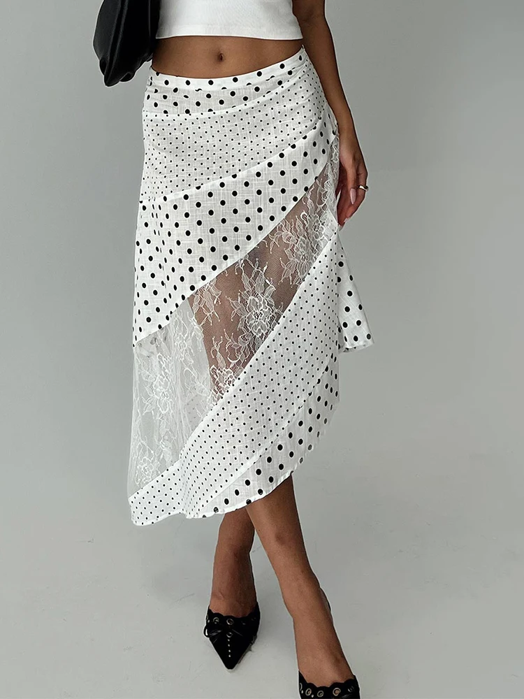 スカート Moschino Flared white skirt with polka dots Size Xxs/w