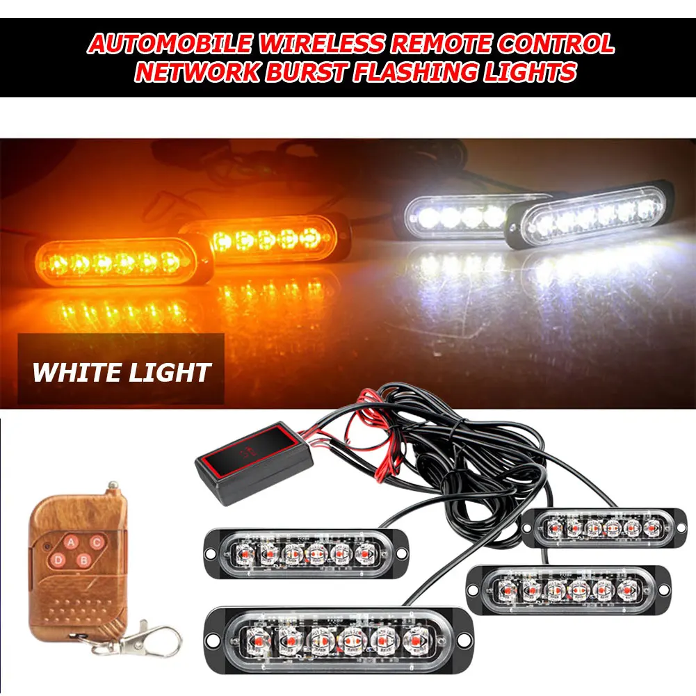 Lumière Stroboscopique à 24 LED pour Grille de Voiture de Police,  Télécommande d'Urgence Sans Fil, Signal de Grille, Iode Clignotant, Lampe  d'Ambulance - AliExpress