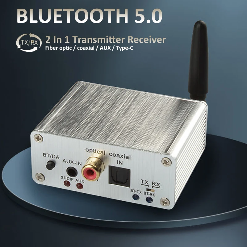 

2-in-1 Bluetooth Adapter Transmitter Receiver Bluetooth AUX 5.0 Wireless 3.5mm Adapter Stereo A2DP for Earphones TV Car Audio
