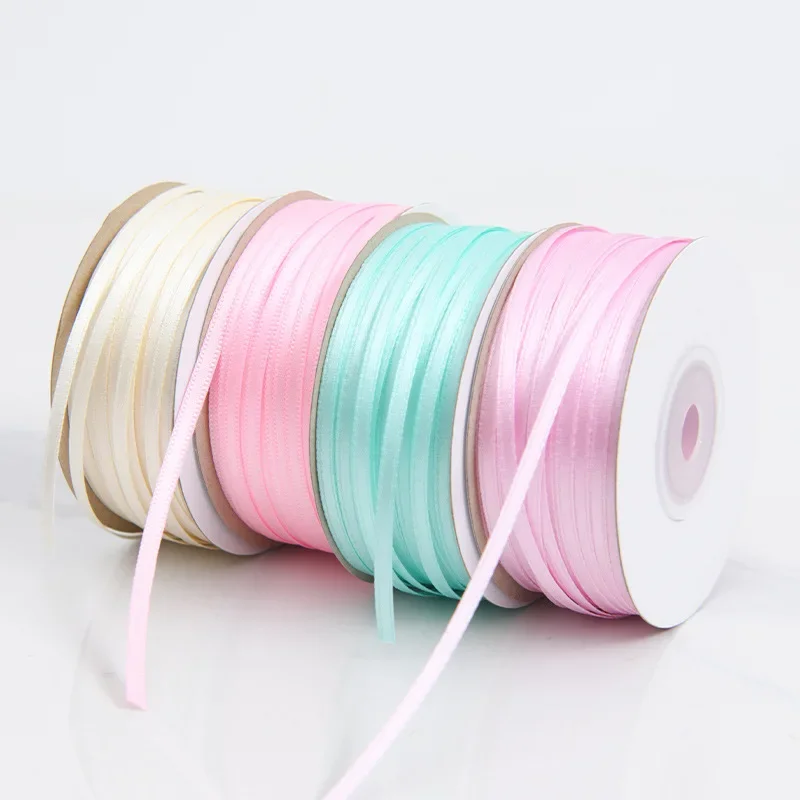 1pc Coloured ribbon 3mm Fine ribbon Two-sided Polyester fiber Braided hair accessories Party Dressing DIY Handmade materials ribbon decoration ribbon supplies polyester ribbon