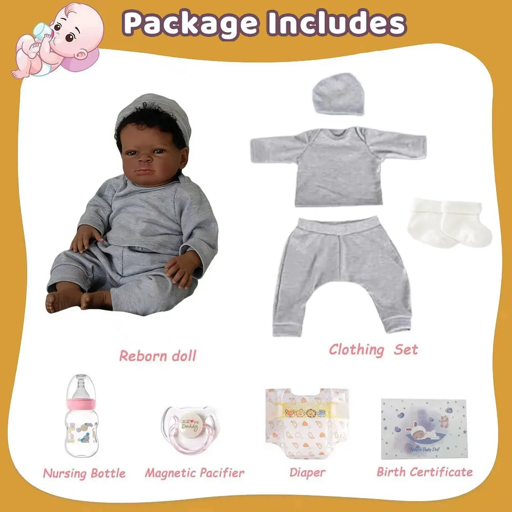 リアルな赤ちゃん人形 黒人男の子 50cm リボーンドール シリコン