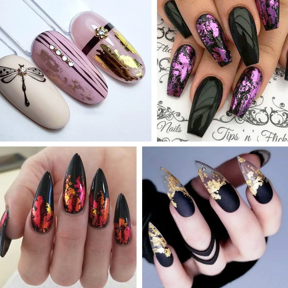 Nail Powder Nail Glitter Nail Decoration Nail Decorations Nail Flakes Nail Powder Set 1 Case Aluminum Flakes Nail Art Glitter Paillette Sequins Irregular Pigment Gold Foil Flake Chrome Nail Dust Decorations LY950-1