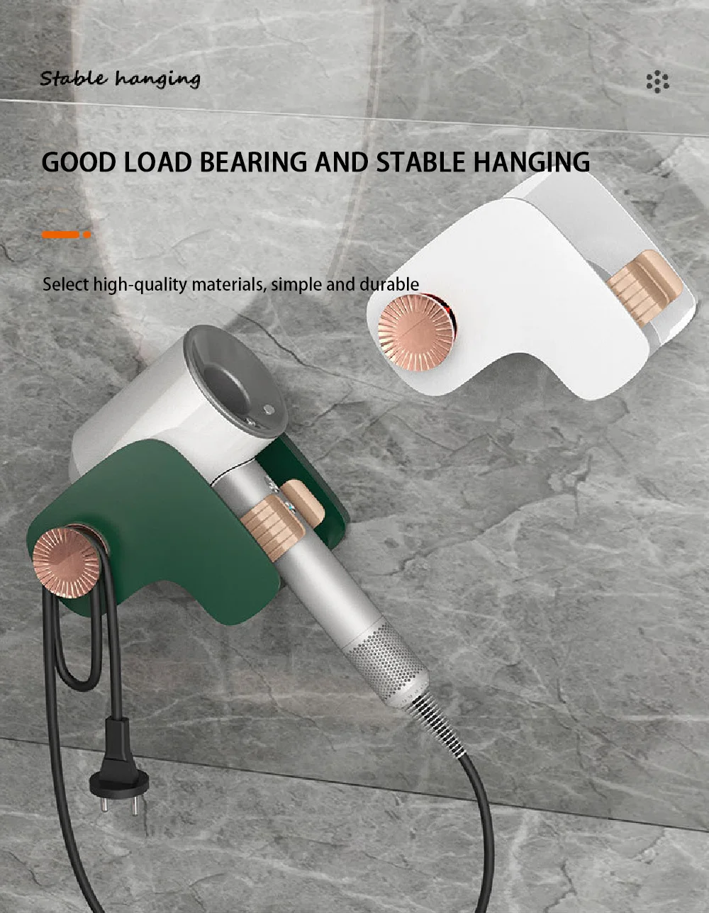 Description Picture 5 of itemHair Dryer Holder Bathroom Organizer Rack Wall Mounted Hair Straightener Stand Shelf Hairdryer Storage Shelves Blower Shelves