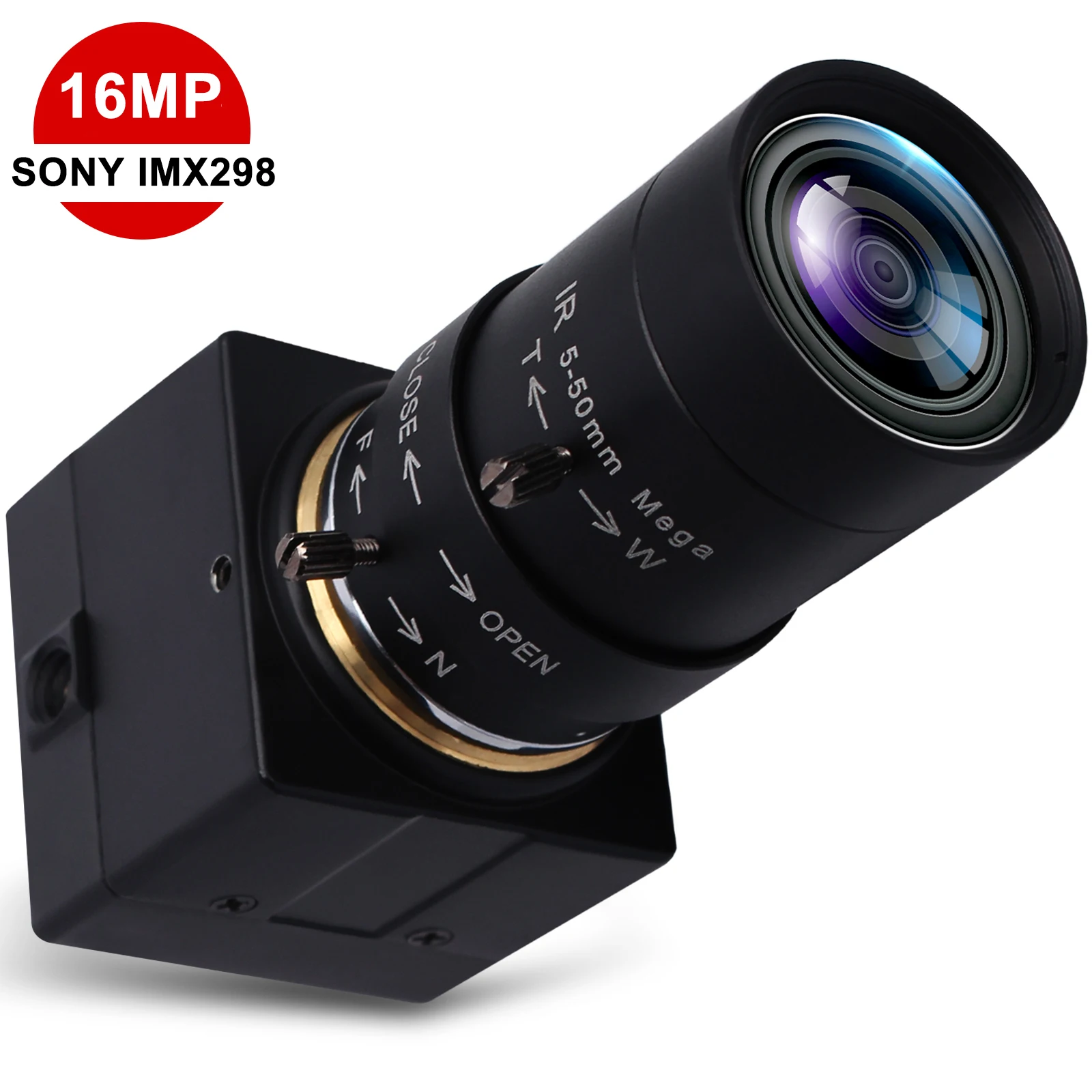 ELP Free Driver CMOS IMX298 16MP USB Camera with 5-50mm 10X Zoom