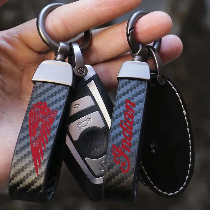 

Motorcycle Key Chain Holder Keyrings Lanyard Leather Keyring Accessries for Indian FTR 1200 S Carbon Rally Chief VINTAGE Scout