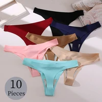 BZEL 10PCS Female Thongs Silk Satin Women's Panties Sports Seamless Underwear Sexy Lingerie Girls Hot G-Strings Underpants Tanga