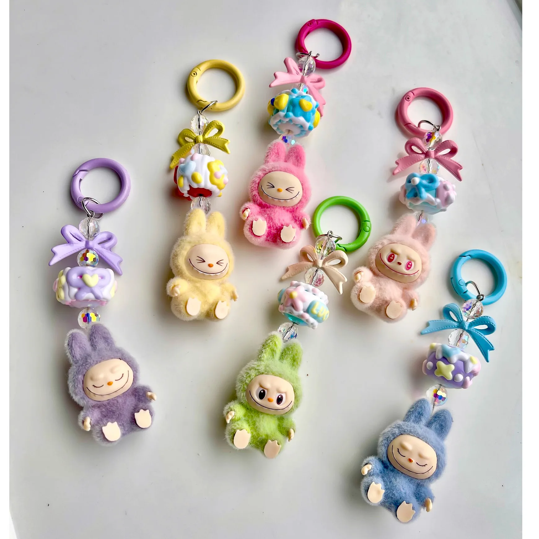 Christmas Labubu Kawaii Particles Keychain Bag Cell Phone Charm Key Chain Christmas gift plush keychain key chain bunny keychain balloon dog keychain