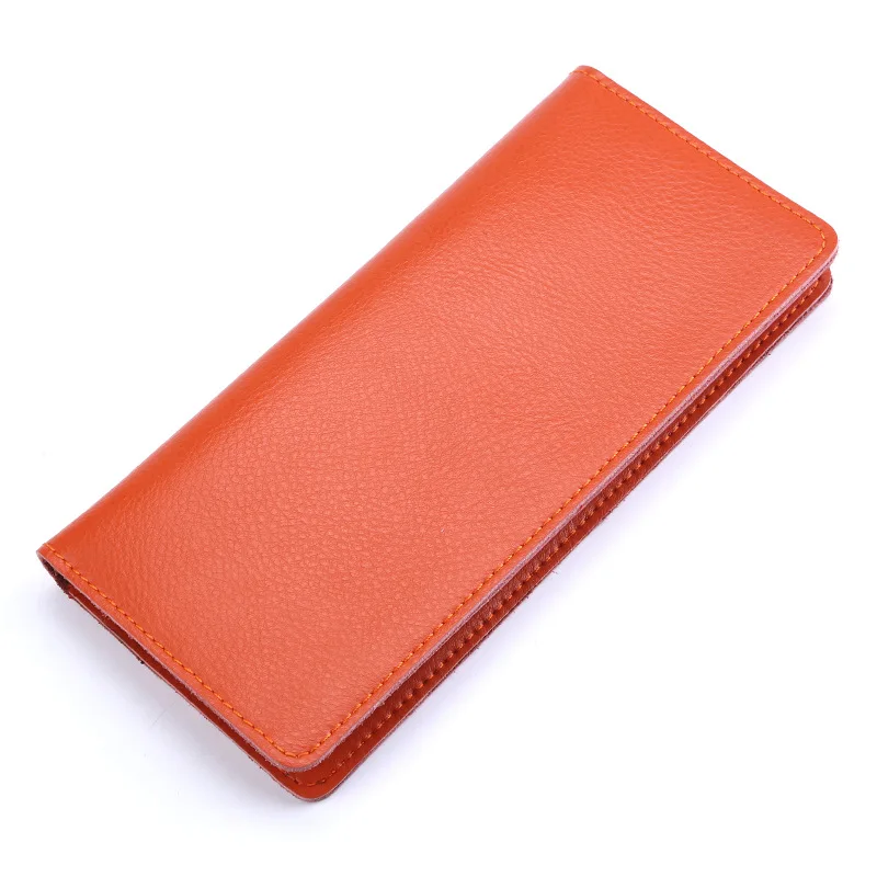 Cow Split Leather Men Long Wallet Women Long Purse Male Slim Money Bag Female Credit Card Holder Thin Two Fold Clutch for Ladies