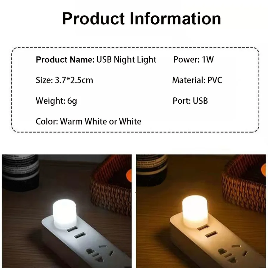 LED Light Book Light Mini LED Light 1/10Pcs Mini USB Book Light Warm White Eye Protection Book Reading USB Plug Power Bank Mobile Power Charging LED Night Lamp