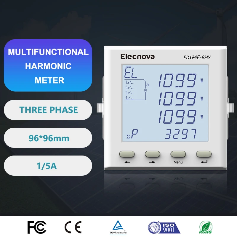 PD194Z-9HY Three Phase Smart Power Factor Meter Display LCD Multifunctional Power Meter Harmonic Measuring DI/DO
