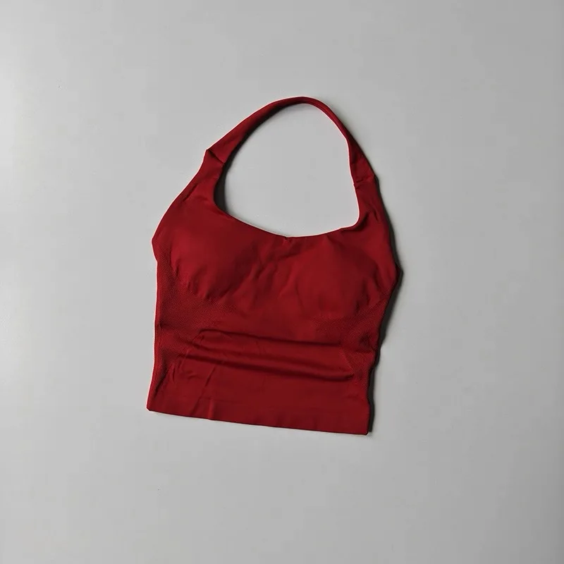 2PCs Peach High Waist Belly Hip Lifting Sports Bras Shorts Suit Gathering Shock-proof Neck Halter Yoga Suit Running Fitness Set