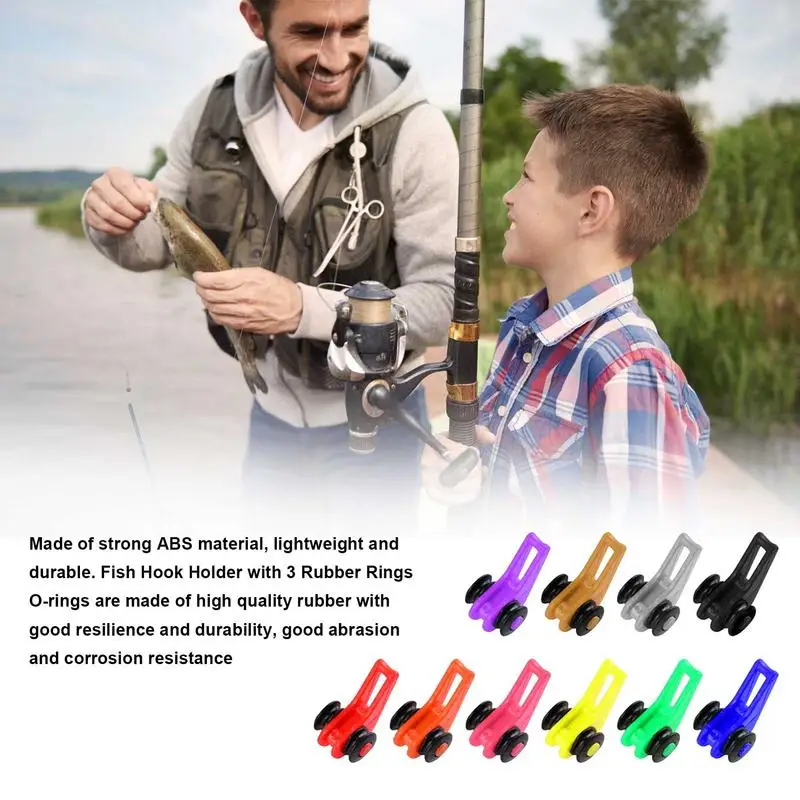 Fishing Rod Hook Keeper 10 PCS Fishing Lure Keeper For Rod 2 Rubber O-Rings  Design Fishing Pole Hook Holder Worm Treble Hooks