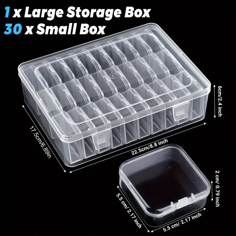 20/30pcs Plastic Clear Storage Box Set, Transparent Portable Storage Box, Multifunctional Handicraft Organizer