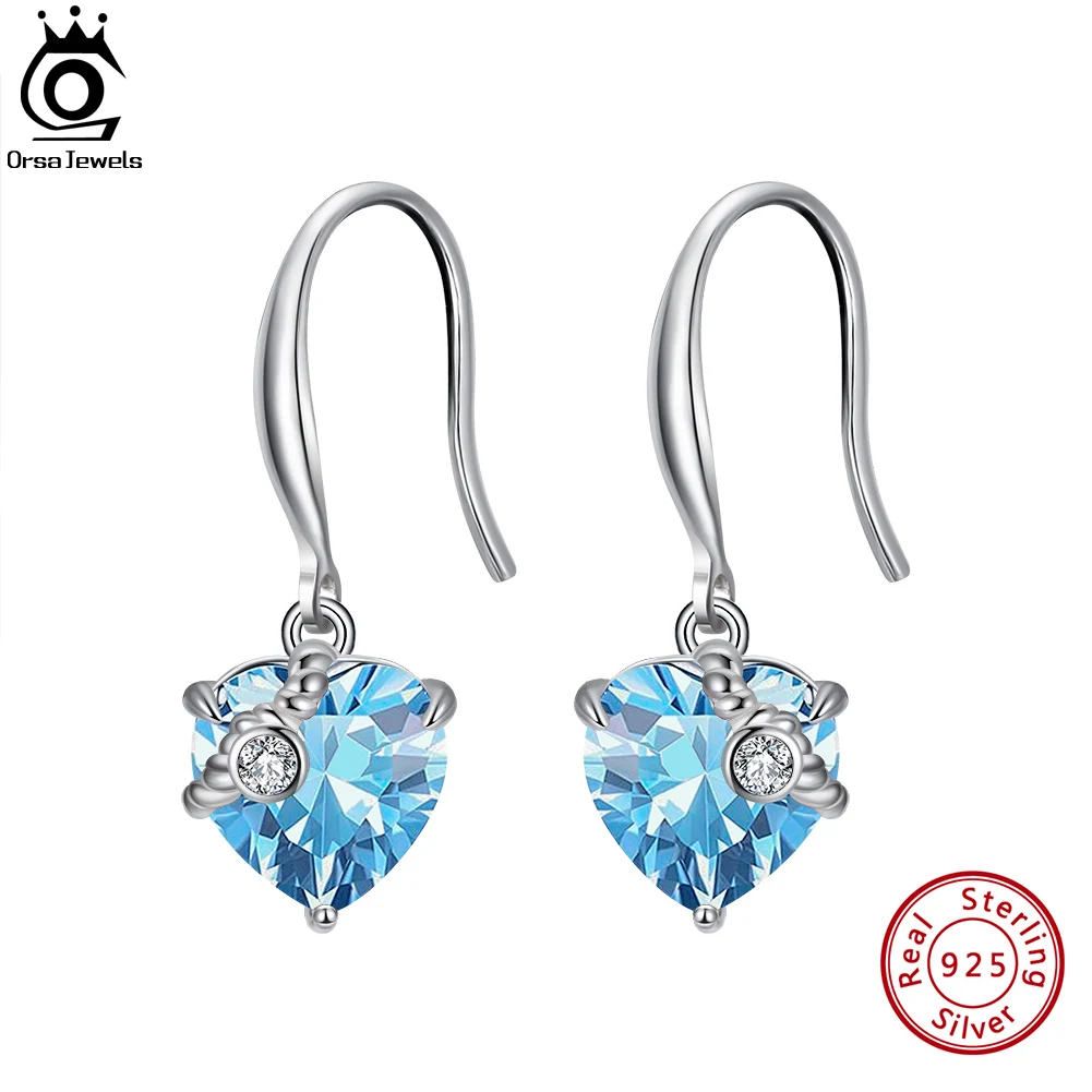 

ORSA JEWELS 12 Colors Birthstone Heart Stud Earrings For Women Mom 925 Sterling Silver Zirconia Ear Studs Jewelry Gifts SE343