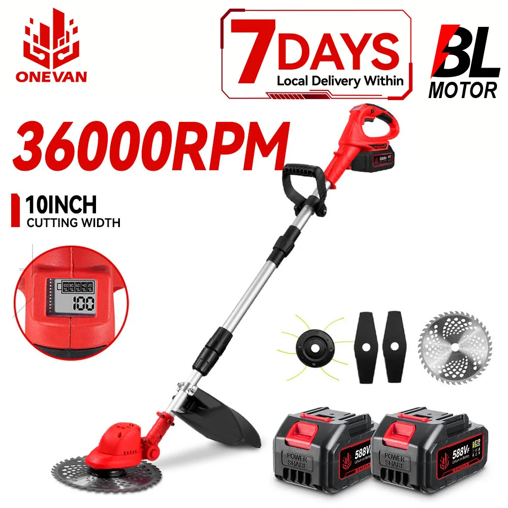 ONEVAN 10 pouces tondeuse à gazon électrique sans brosse sans fil pliable réglable coupe gazon coupe-herbe coupe-jardin pour broche de batterie Makita