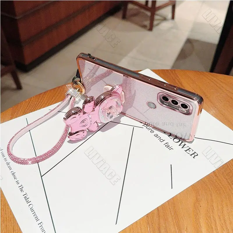 Diamond Glitter Bear Holder Case with Stand - Sparkling Strap Cover