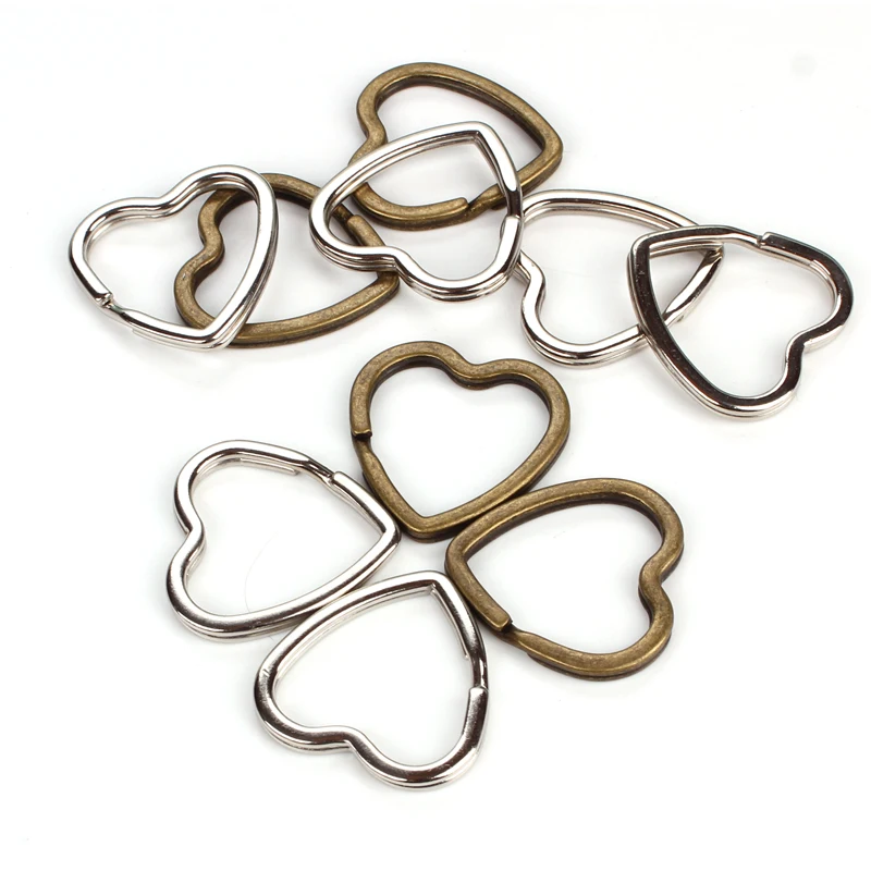 10 teile/los Antike Bronze/Rhodium Herz Form Schlüsselbund Kreis Schlüsselring Erkenntnisse Fit DIY Schlüsselbund Ringe Kreise Zubehör
