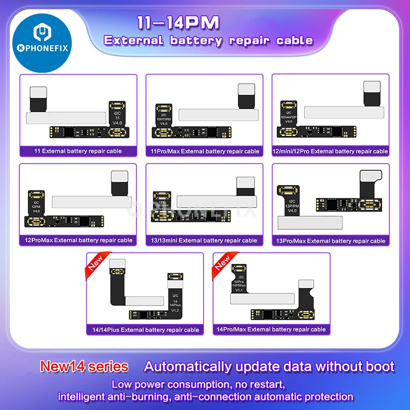 i2C BR-13 Battery Flex Cable Data Corrector For iPhone 11 12Pro 13 14 Battery Calibration Capacity Efficiency Reset Modification