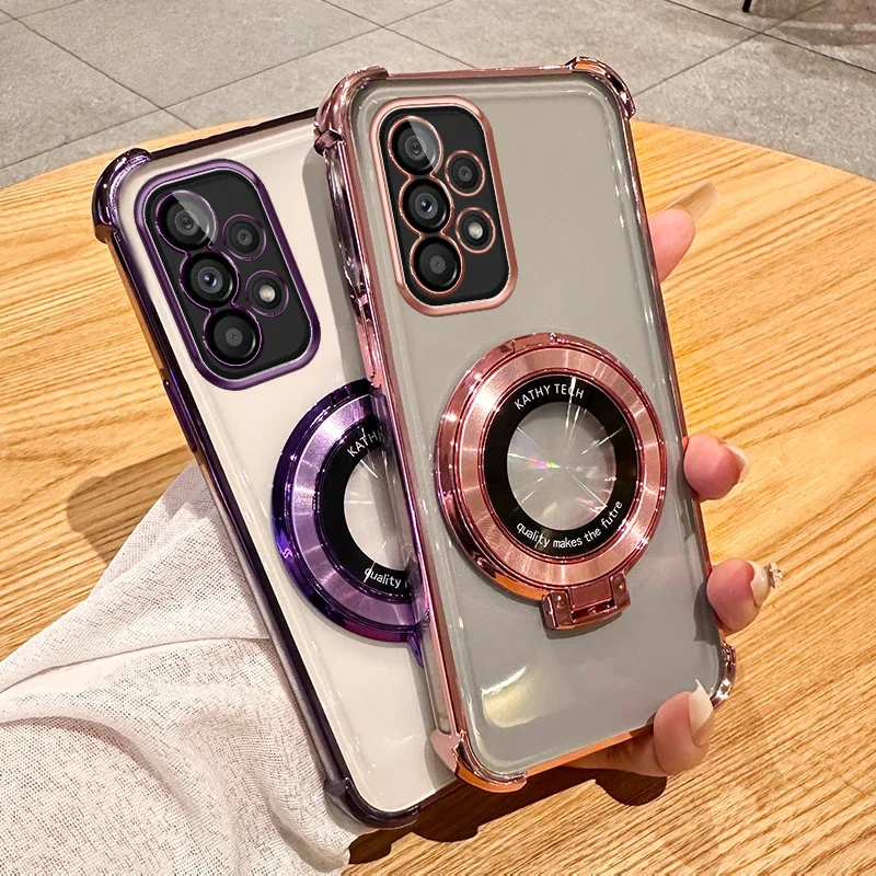 Premium Magnetic Holder Clear Phone Case with Plating Finish