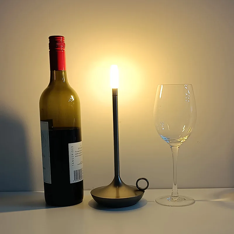Lámpara de mesa de ambiente creativo con vela, recargable, táctil, para acampada, para café, restaurante, decoración de mesa, luz nocturna