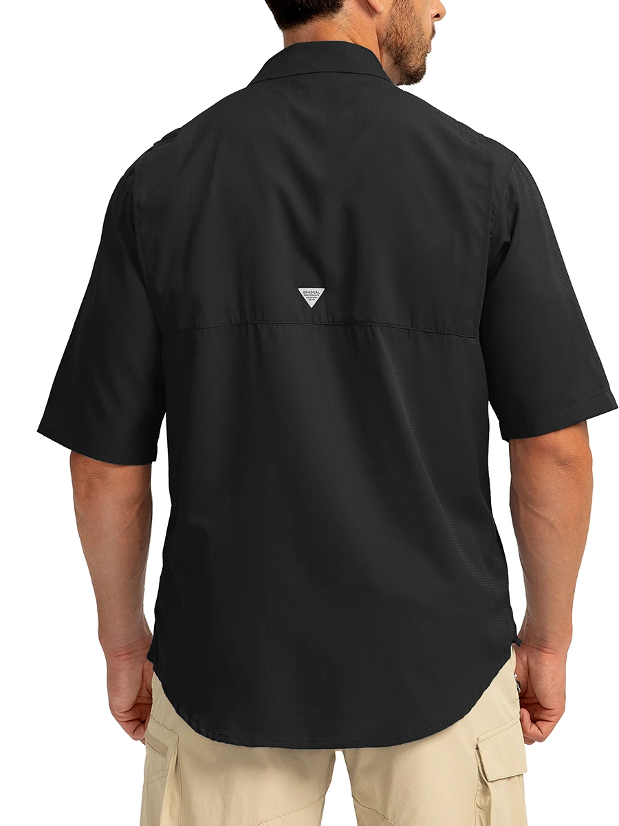 G Gradual Fishing Shirt with UV Protection Mens Casual Outdoor Shirts with Zipper Pockets Fishing Shirts for Men Short Sleeve