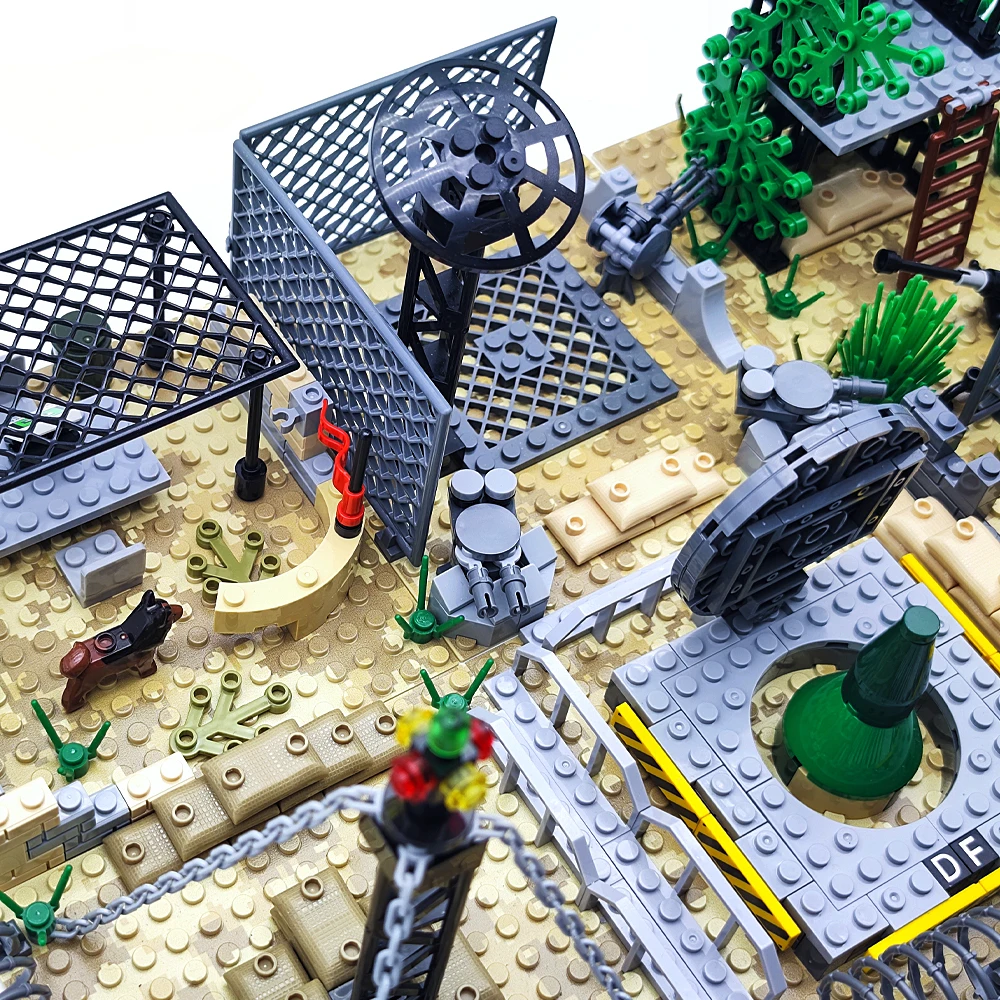 군사 기지 빌딩 블록, 2 차 세계 대전 정글 사막 요새 빌딩 장면 장난감 모델, 클래식 브랜드와 호환 가능