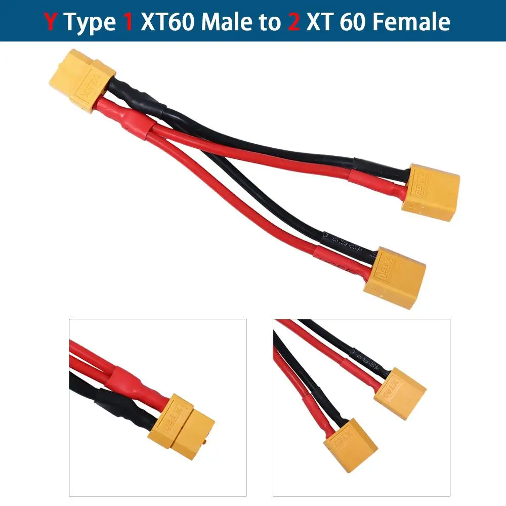 One female to two male xt60 female xt60 male power cable battery