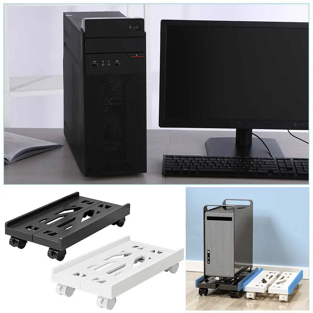 Computer Tower Stand Premium PC Tower Stand Holder with 4 Rolling Caster Wheels Computer Mainframe Bracket for Gamers Students