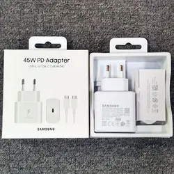 Super Fast 45W USB - C Charger Adapter with Cable by Samsung - White - With 5A Cable
